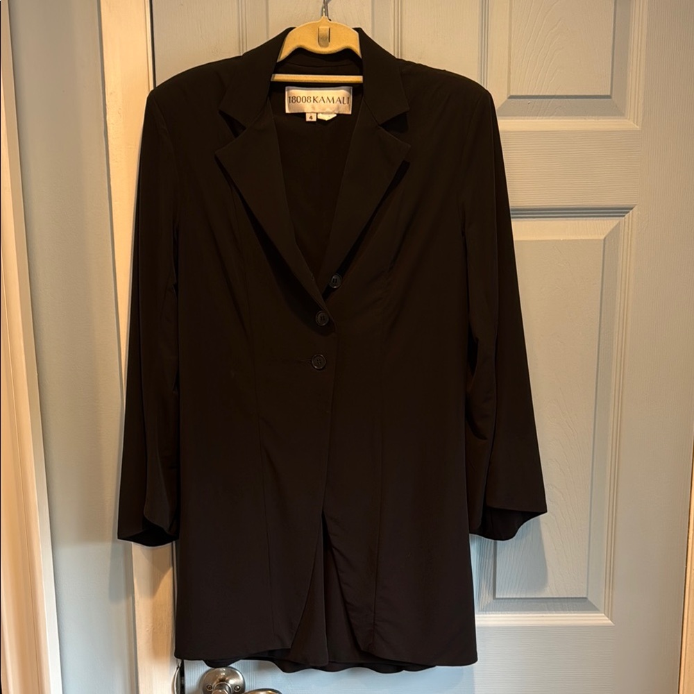 Norma Kamali Black Women's coat & dress ensemble.